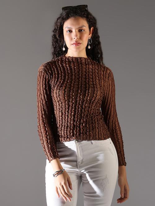women brown solid long sleeve top - 21682312 - Very Small Image - 1