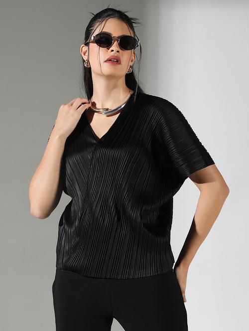 women black solid short sleeve top - 21682317 - Very Small Image - 1