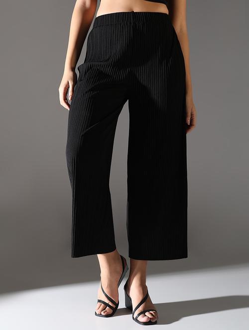 women solid high rise wide leg trouser - 21682325 - Very Small Image - 1