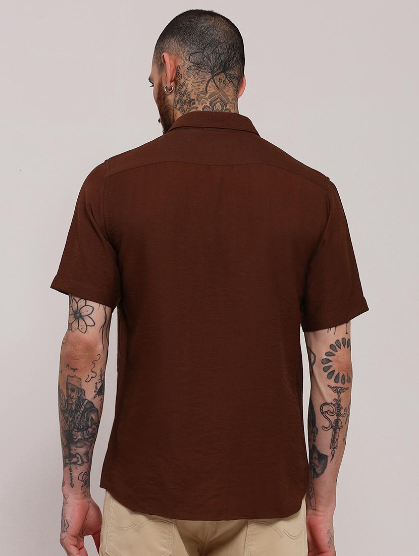 men short sleeves solid casual shirt - 21682359 - Zoom Image - 3