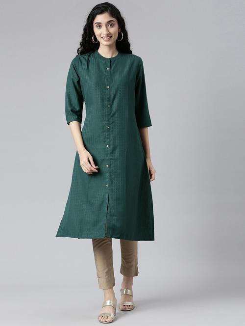 women self designed mandarin neck a-line kurta - 21682760 - Very Small Image - 1
