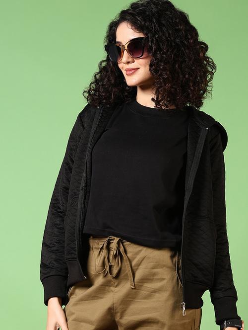 women solid hooded long sleeves sweatshirt - 21683043 - Very Small Image - 1