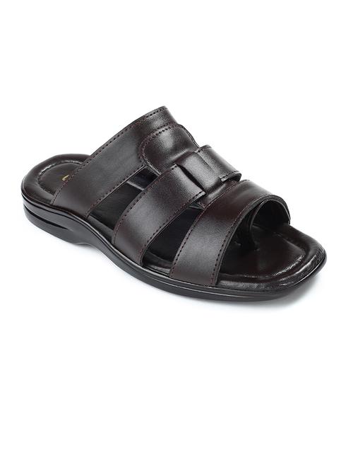 men brown solid slip on slippers  - 21683353 - Very Small Image - 1