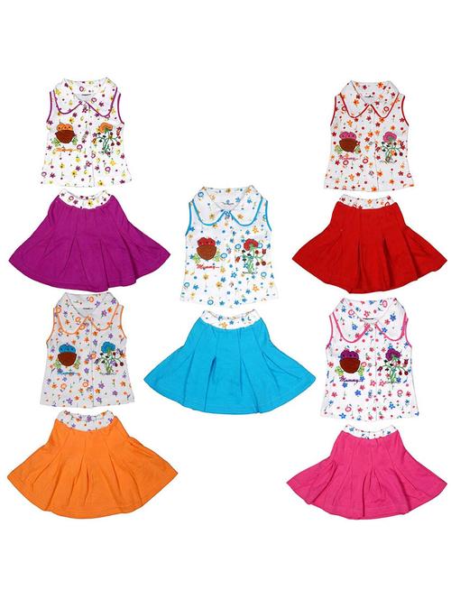 girls pack of 5 printed frock & shorts combo - 21683517 - Very Small Image - 1