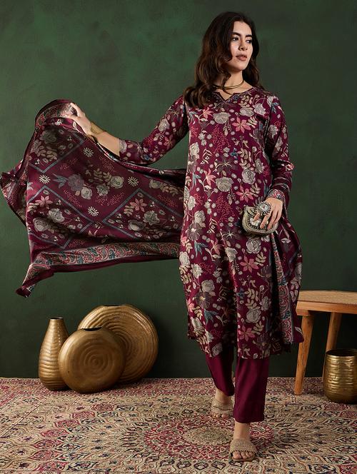 women floral kurta pant set with dupatta - 21683632 - Very Small Image - 1