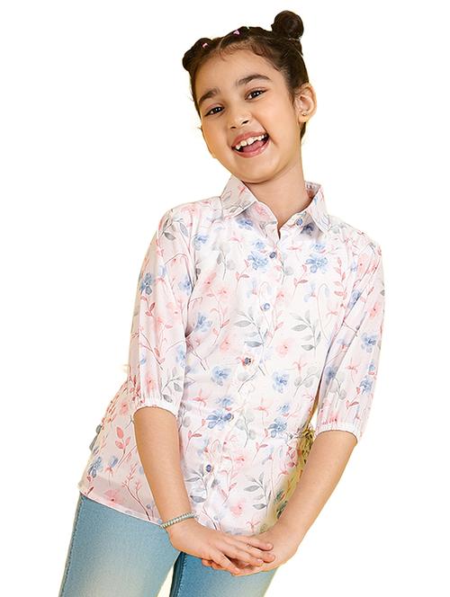 girls collared floral printed shirt - 21683713 - Very Small Image - 1