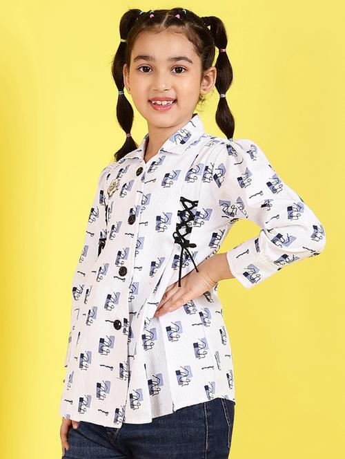 girls collared printed shirt - 21683714 - Very Small Image - 1