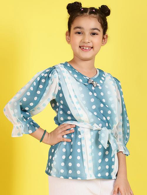 girls v-neck polka dots top - 21683722 - Very Small Image - 1