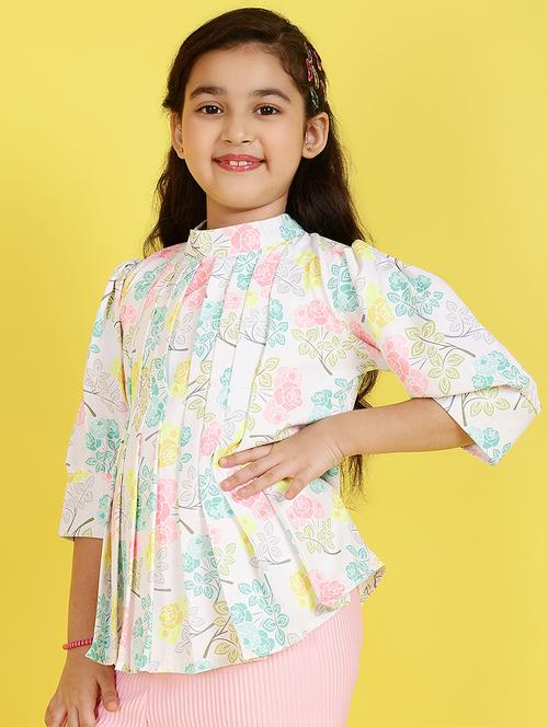 girls mock neck floral printed top - 21683738 - Very Small Image - 1