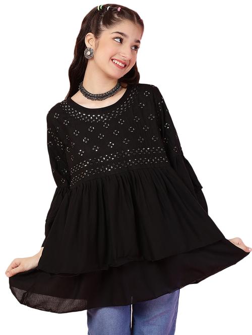 girls three quarter sleeves flared top - 21683752 - Very Small Image - 1