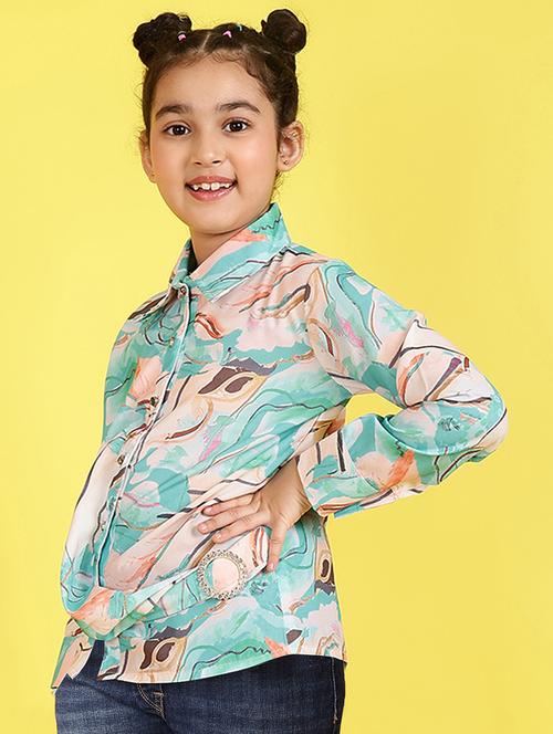 girls printed long sleeves shirt style top - 21683796 - Very Small Image - 1