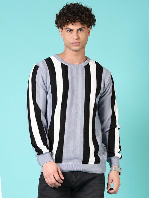 men long sleeves striped pullover - 21683935 - Very Small Image - 1