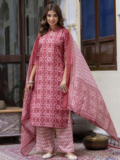 women printed kurta palazzo set with dupatta - 21684207 - Very Small Image - 1