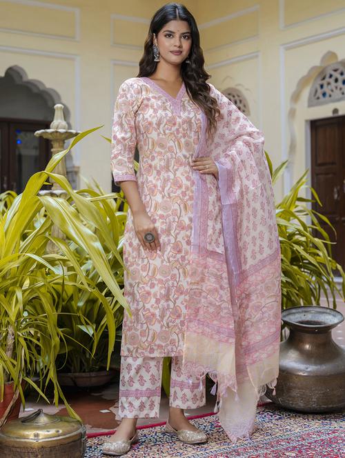 women printed kurta pant set with dupatta - 21684222 - Very Small Image - 1