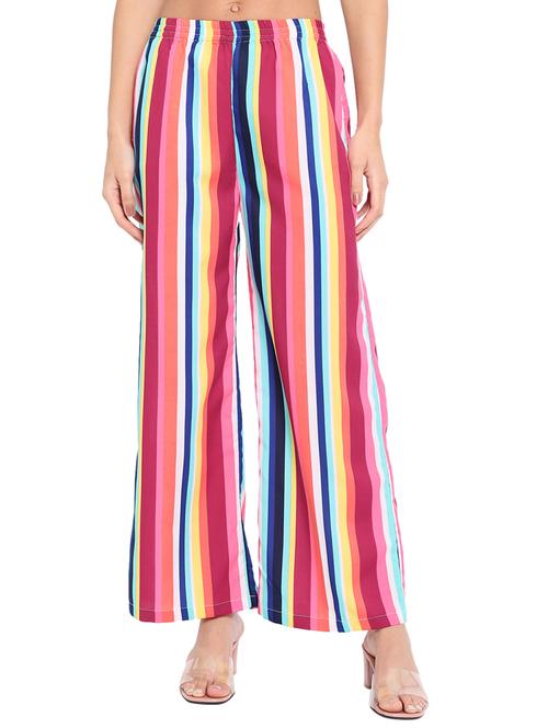 women striped mid rise straight palazzo - 21684826 - Very Small Image - 1