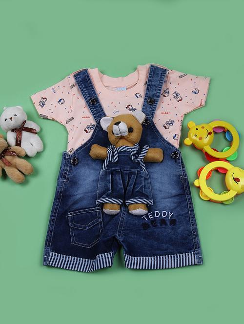 boys printed t-shirt & dungaree full length set - 21685094 - Very Small Image - 1