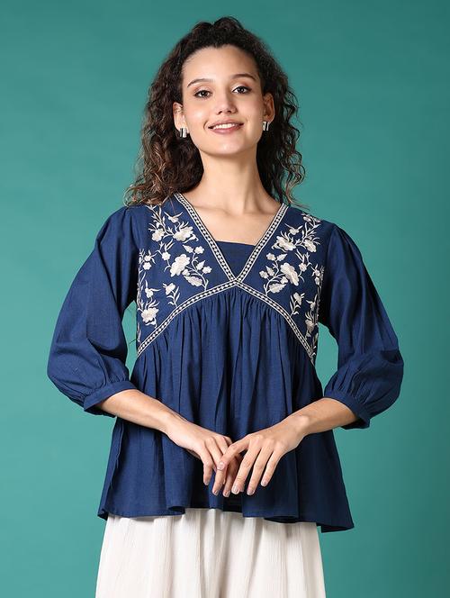 women embroidered peplum top - 21685119 - Very Small Image - 1