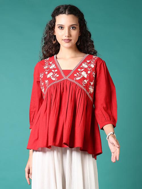 women embroidered peplum top - 21685120 - Very Small Image - 1
