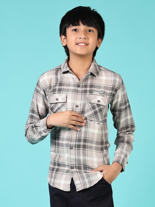 boys checkered collared casual shirt - 21685130 - Very Small Image - 1