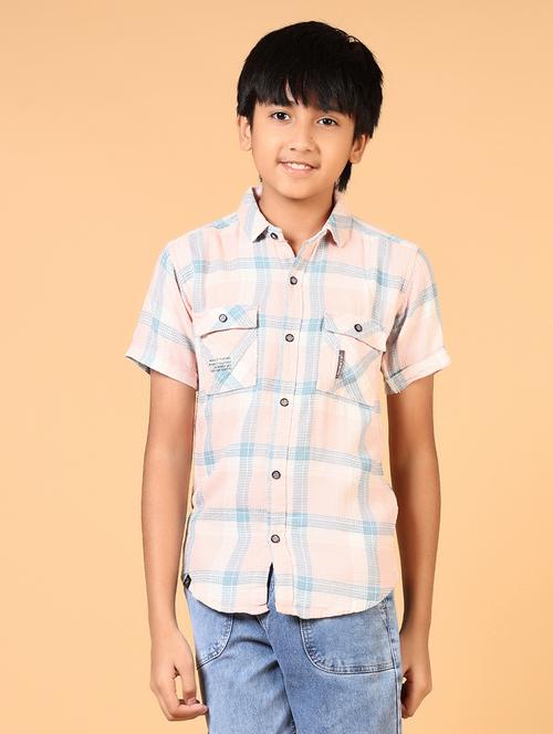 boys checkered collared casual shirt - 21685132 - Very Small Image - 1