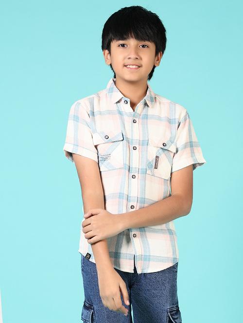 boys checkered collared casual shirt - 21685133 - Very Small Image - 1