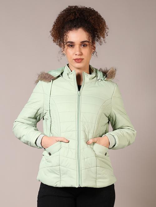 women solid hooded puffer jacket - 21685146 - Very Small Image - 1