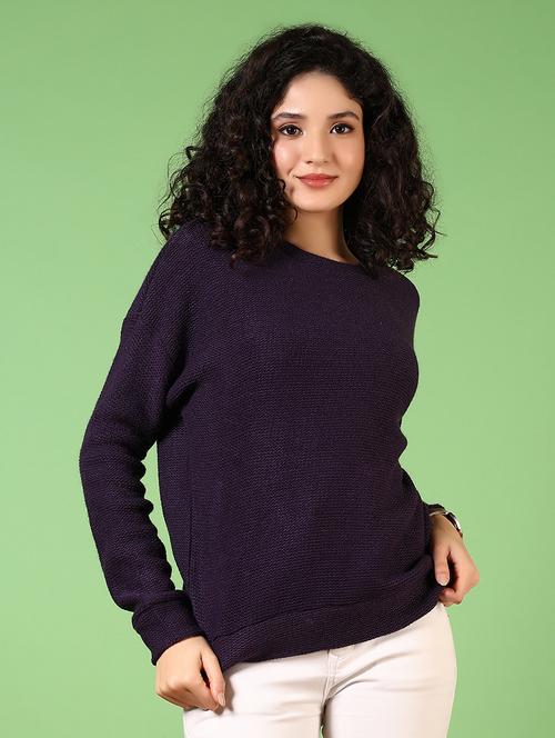 women solid long sleeve pullover - 21685179 - Very Small Image - 1