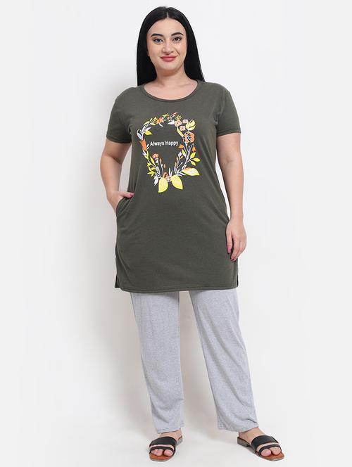 women prinred nightwear pyjama set - 21685313 - Very Small Image - 1