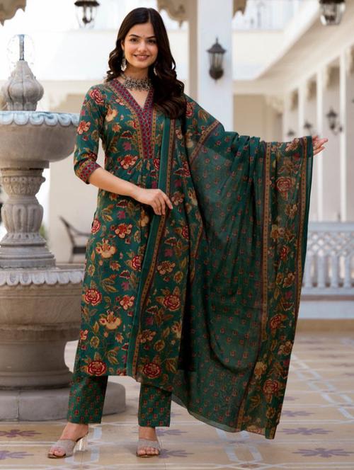 women three quarter sleeve kurta pant with dupatta set - 21685891 - Very Small Image - 1