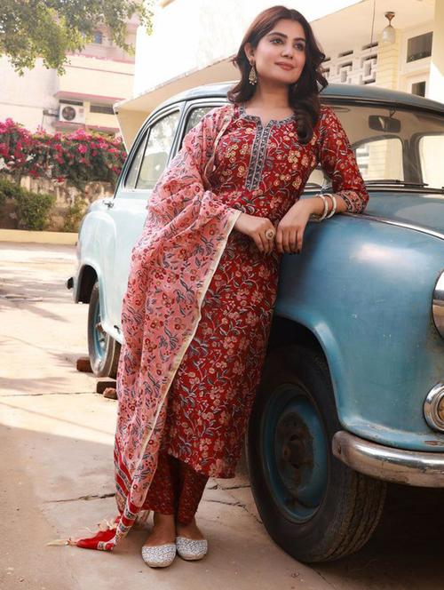 women printed kurta pant set with dupatta - 21685893 - Very Small Image - 1