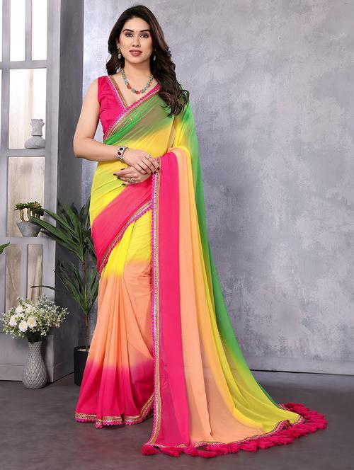 women ombre printed saree with blouse - 21685897 - Very Small Image - 1