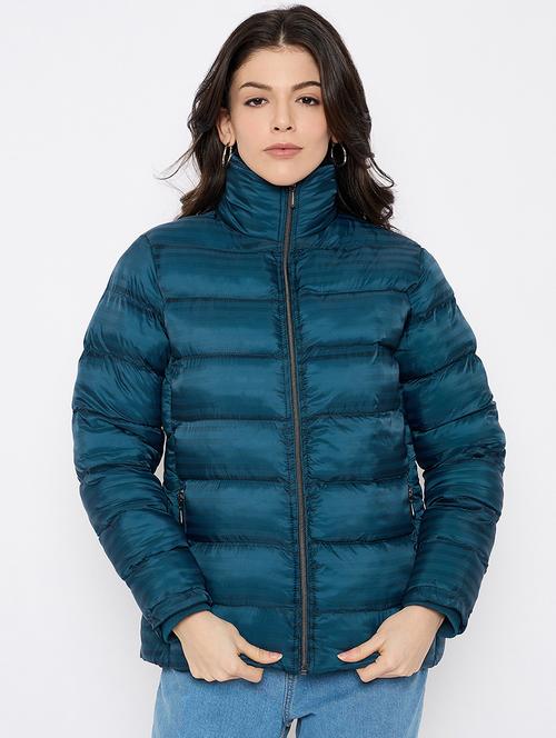 women solid long sleeves puffer jacket - 21686047 - Very Small Image - 1