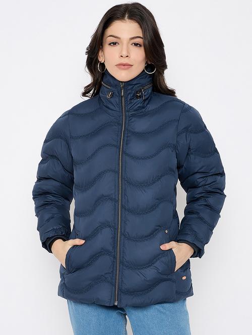 women solid long sleeves puffer jacket - 21686048 - Very Small Image - 1
