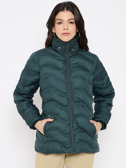 women solid long sleeves puffer jacket - 21686049 - Very Small Image - 1