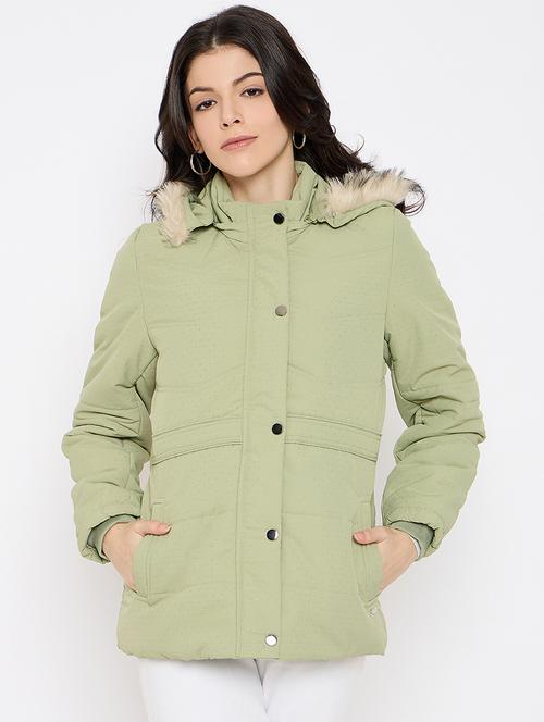 women printed fur detailed hooded parka jacket - 21686060 - Very Small Image - 1