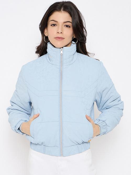 women solid long sleeves puffer jacket - 21686064 - Very Small Image - 1