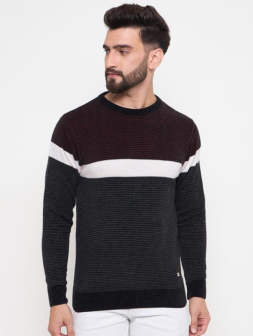 men long sleeves color block pullover - 21686314 - Very Small Image - 1