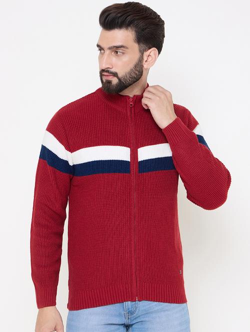 men long sleeves color block cardigan - 21686343 - Very Small Image - 1