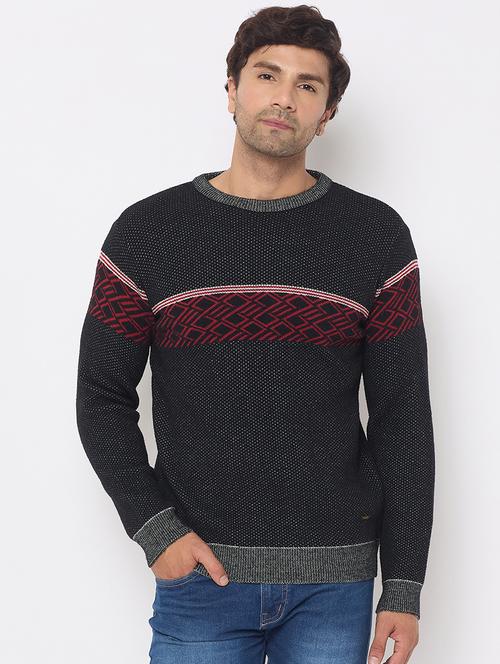 men long sleeves self design pullover - 21686357 - Very Small Image - 1