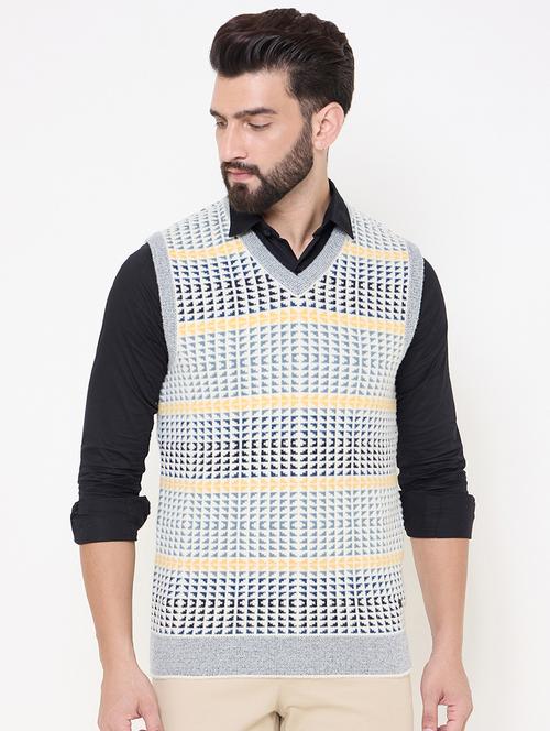 men sleeveless self design pullover - 21686369 - Very Small Image - 1