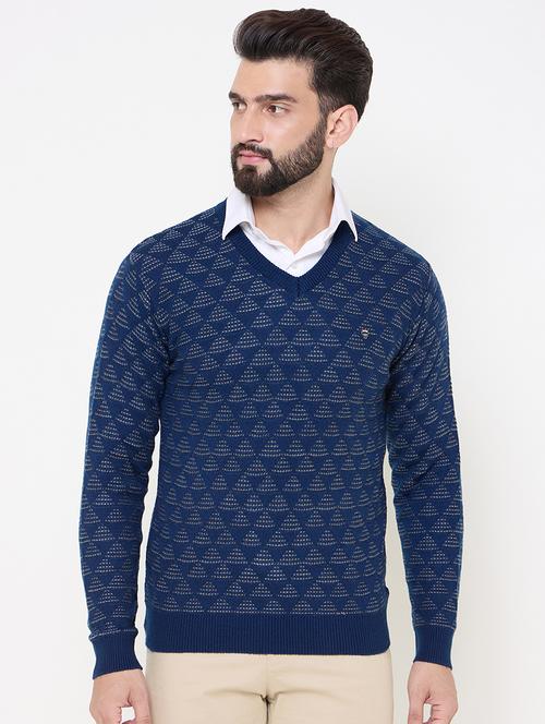 men long sleeves self design pullover - 21686373 - Very Small Image - 1