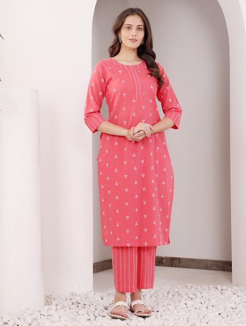 women three quarter sleeve kurta pant set - 21686460 - Very Small Image - 1