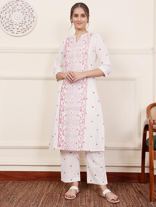 women three quarter sleeve kurta pant set - 21686462 - Very Small Image - 1