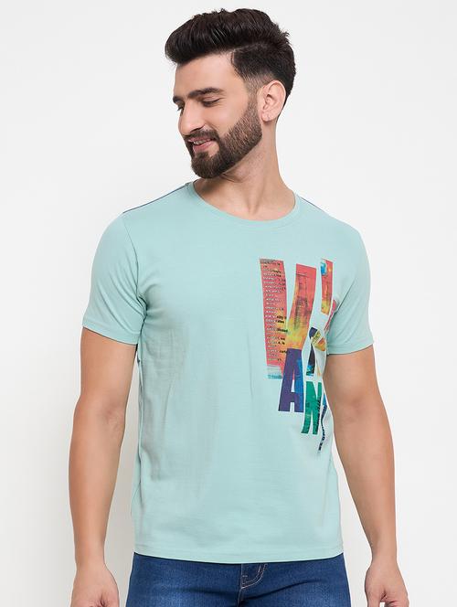 men round neck placement print t-shirt - 21686485 - Very Small Image - 1