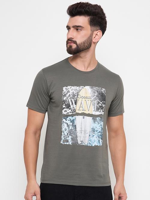 men round neck front print t-shirt - 21686496 - Very Small Image - 1