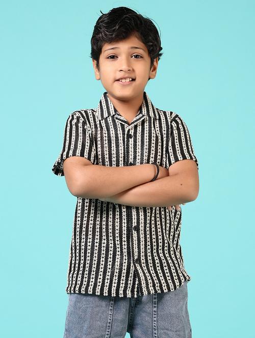 boys self designed collared shirt - 21686602 - Very Small Image - 1