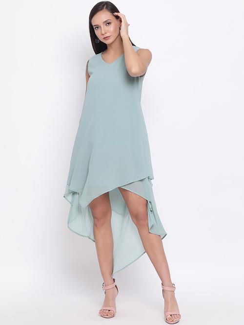 women solid sleeveless high low dress - 21687004 - Very Small Image - 1