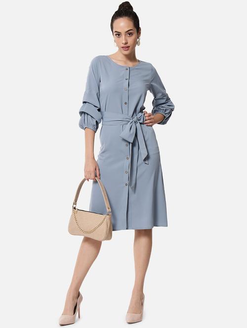 women solid round neck shirt dress - 21687007 - Very Small Image - 1