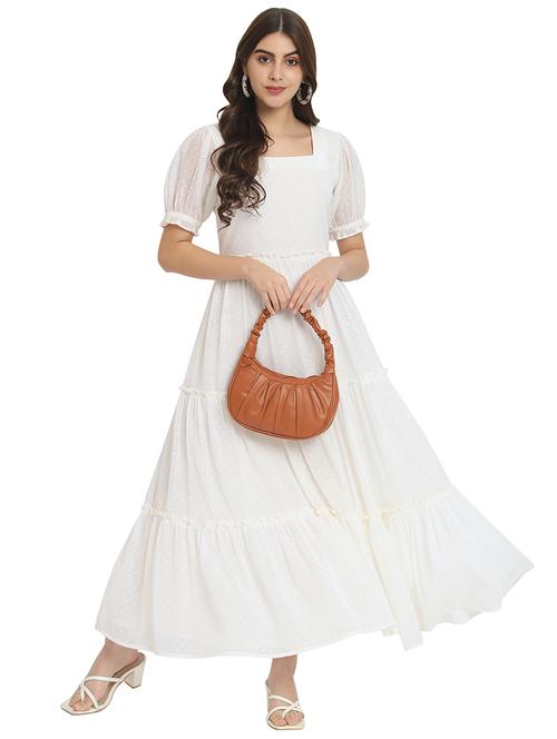 women self designed puff sleeves tiered maxi dress - 21687022 - Very Small Image - 1