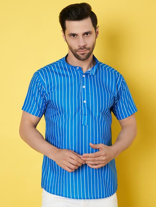 men short sleeves striped casual shirt - 21687064 - Very Small Image - 1